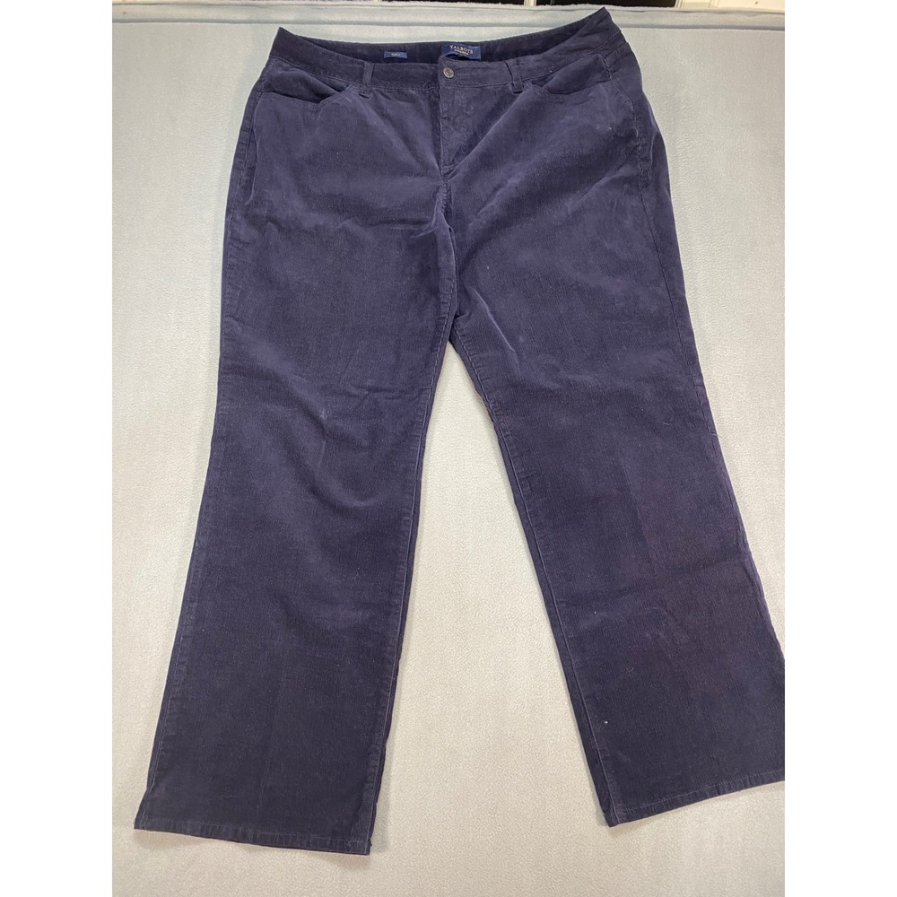 Talbots Corduroy Pants Womens 18WP Navy Blue Curvy Straight Leg Trousers